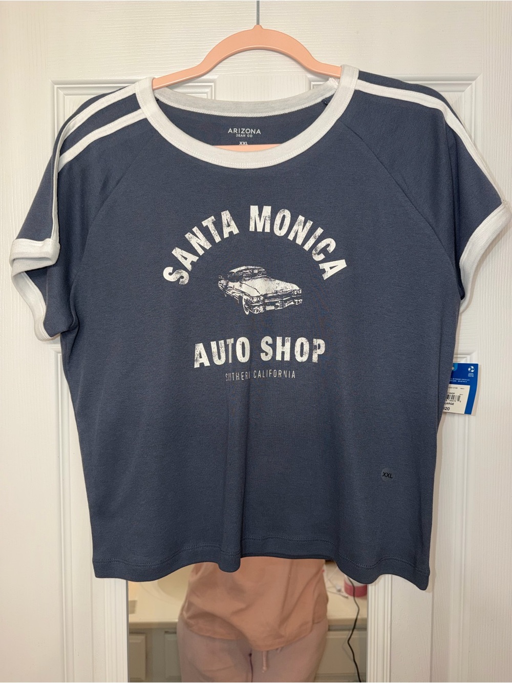 Arizona Santa Monica Auto Shop Graphic Tee - Navy & White NWT